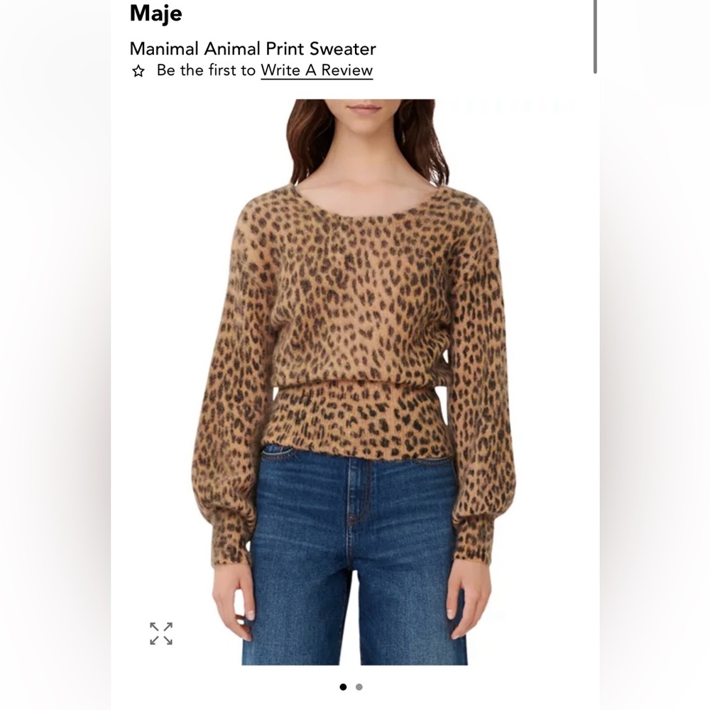 Maje Manimal Animal Cheetah  Print Sweater Sz 36 1 Small